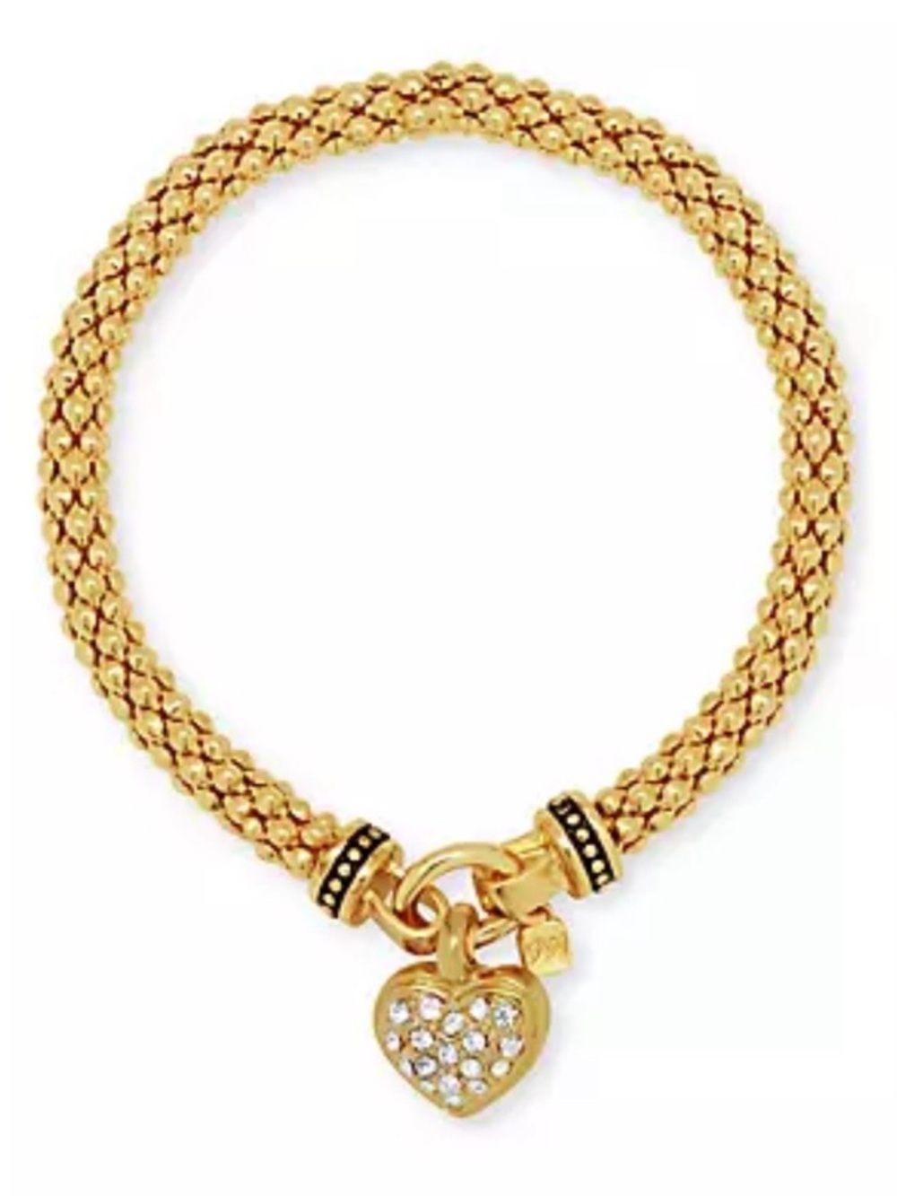 Nine West Gold Heart Charm Bracelet with Crystal Accents